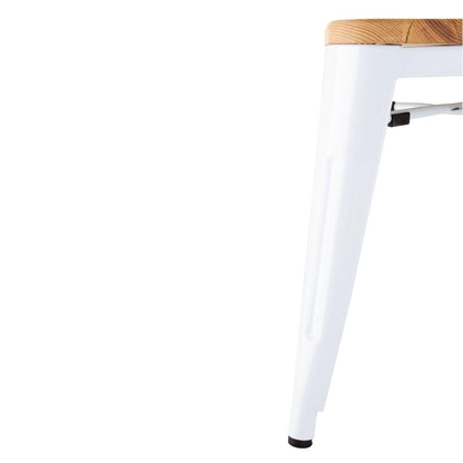 DW738 Bolero Bistro Lage Krukken Met Houten Zitkussen Wit (4 Stuks)