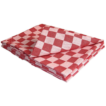 E579 Vogue theedoek rood geblokt