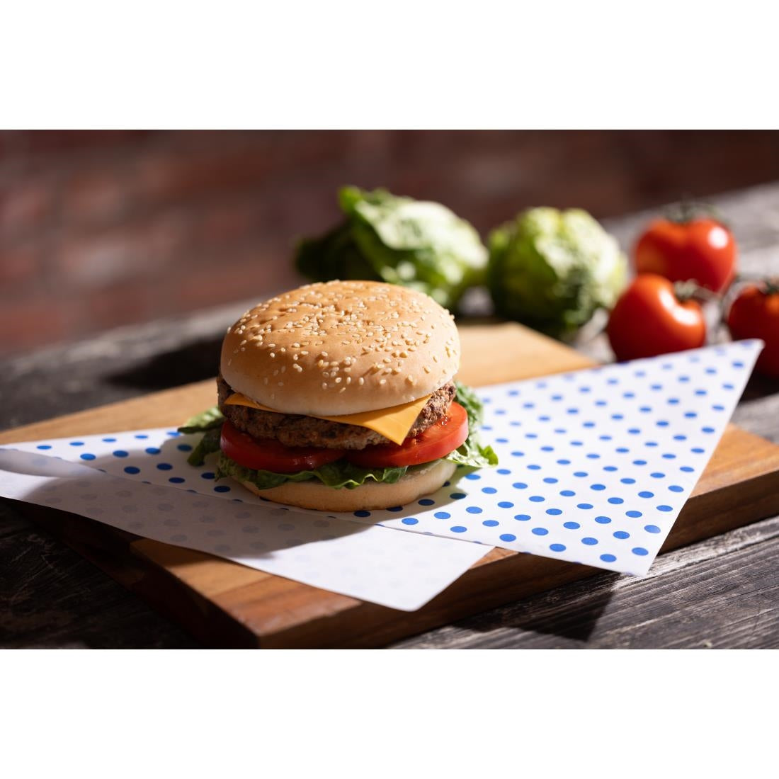 HY792 Fiesta Composteerbare Burgerwikkels Blauw Stip 250x350mm (200 stuks)