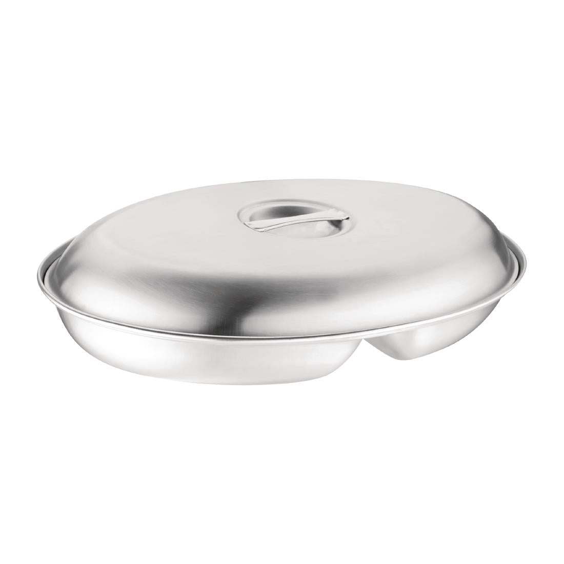 P185 Olympia RVS ovale dekschaal 2 vakken 25,4cm