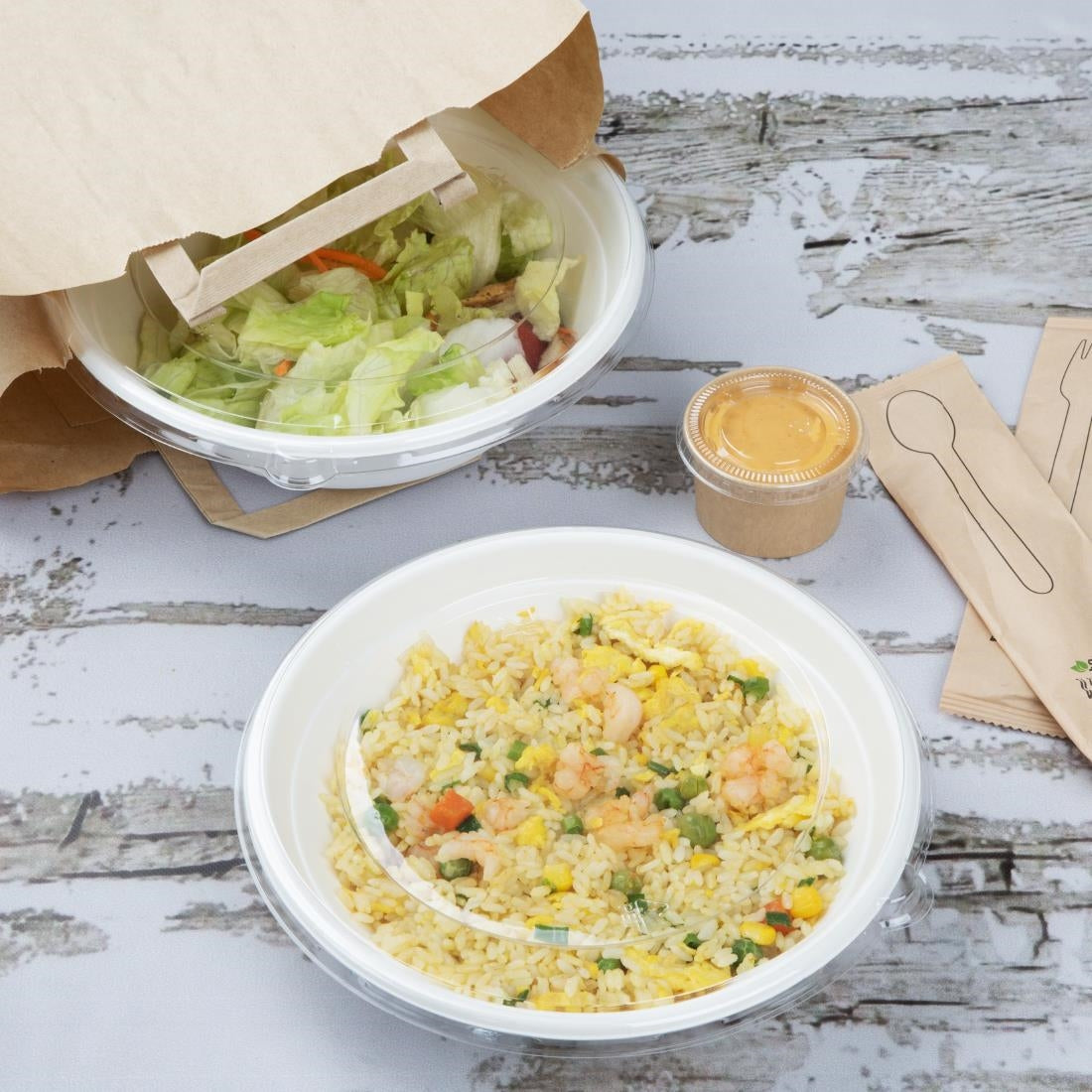 HW029 Fiesta Composteerbare Bagasse Poke Bowl Basissen 909ml (50 stuks)