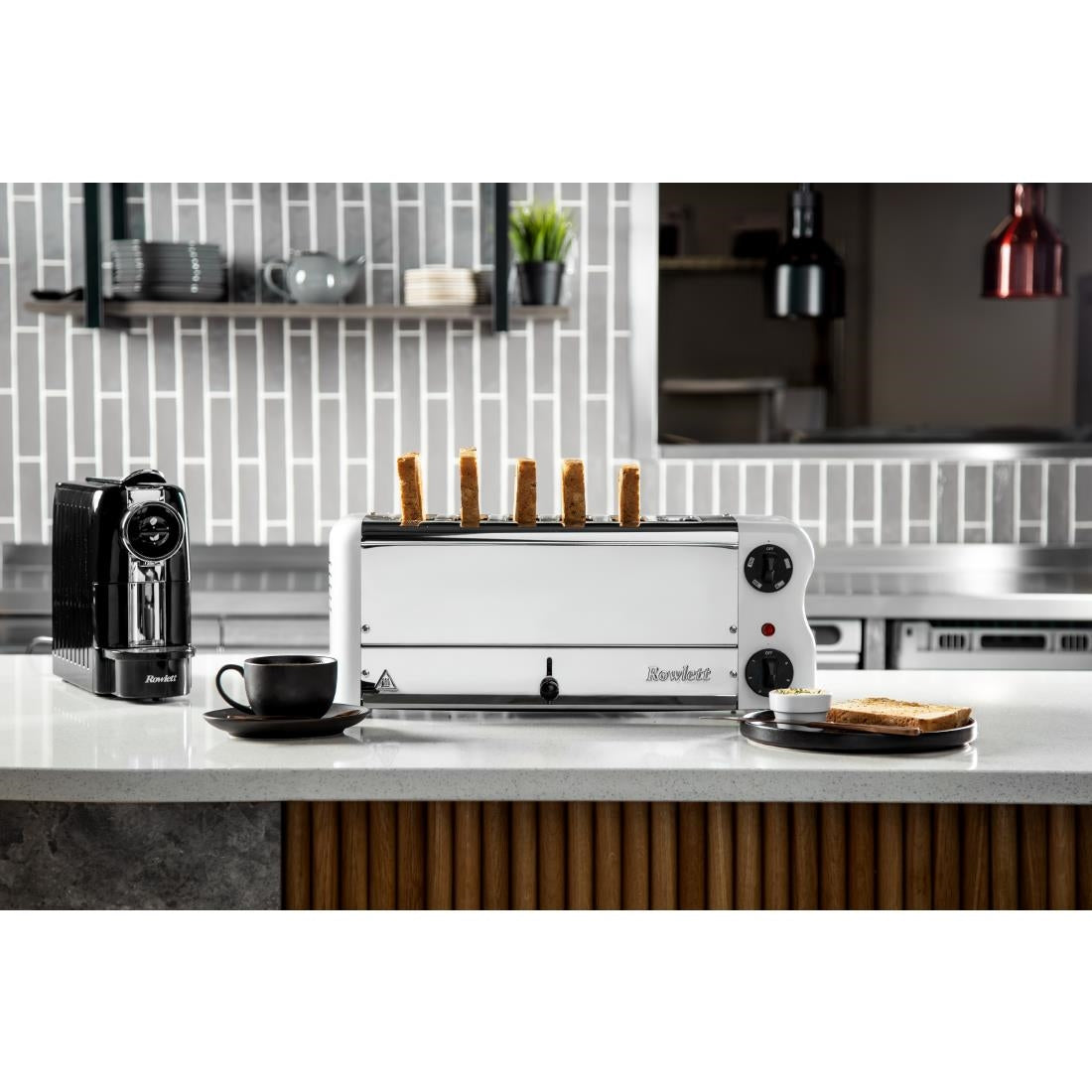 CH186 Rowlett Esprit broodrooster 6 sleuven wit - 2 reserve-elementen en 2 tostihouders