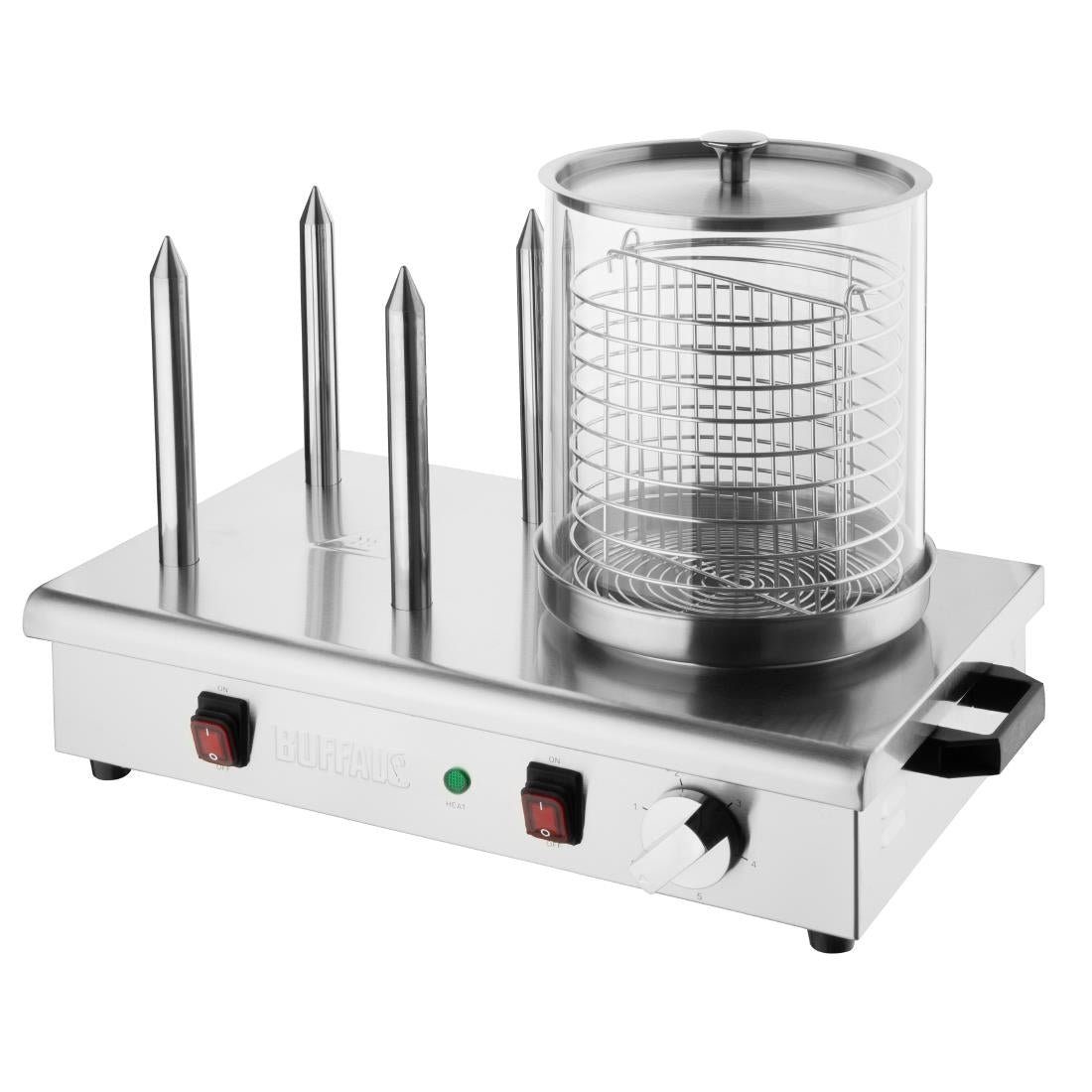 DA566 Buffalo hotdogwarmer met 4 warmhoudpennen