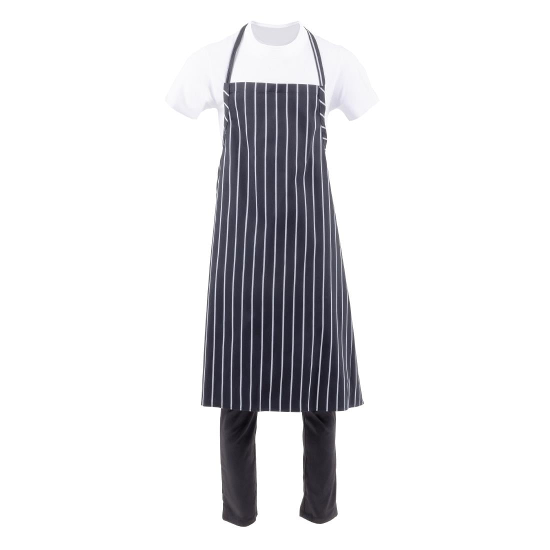 B248 Chef Works Premium geweven schort zwart-wit gestreept