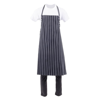 B248 Chef Works Premium geweven schort zwart-wit gestreept