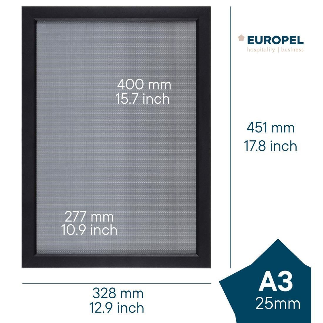 HU443 Europel Kliklijst A3 25mm Mat Zwart