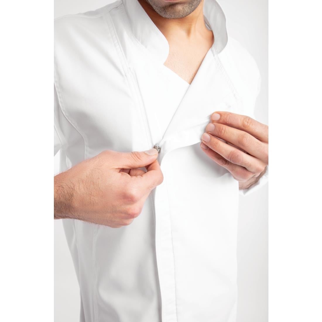 BB264-S Chef Works Urban Hartford unisex koksbuis met rits lange mouw wit S