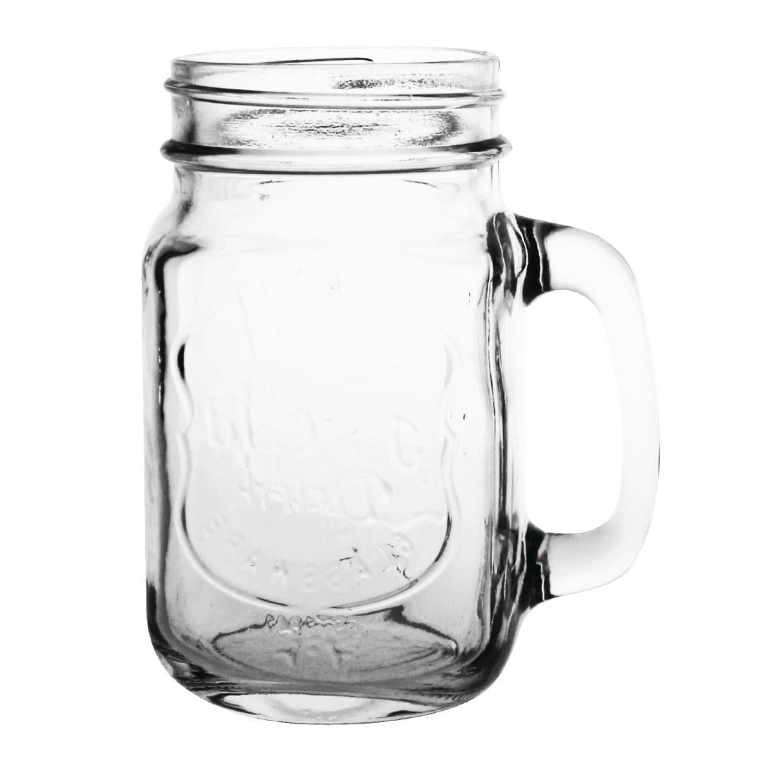 CM698 Olympia mason jar drinkglazen met tekst 450ml (12 stuks)