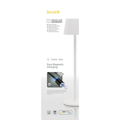 GR658 Securit Witte Dimbare Led Tafellamp Georgina Incl Magnetische Oplaadkabel
