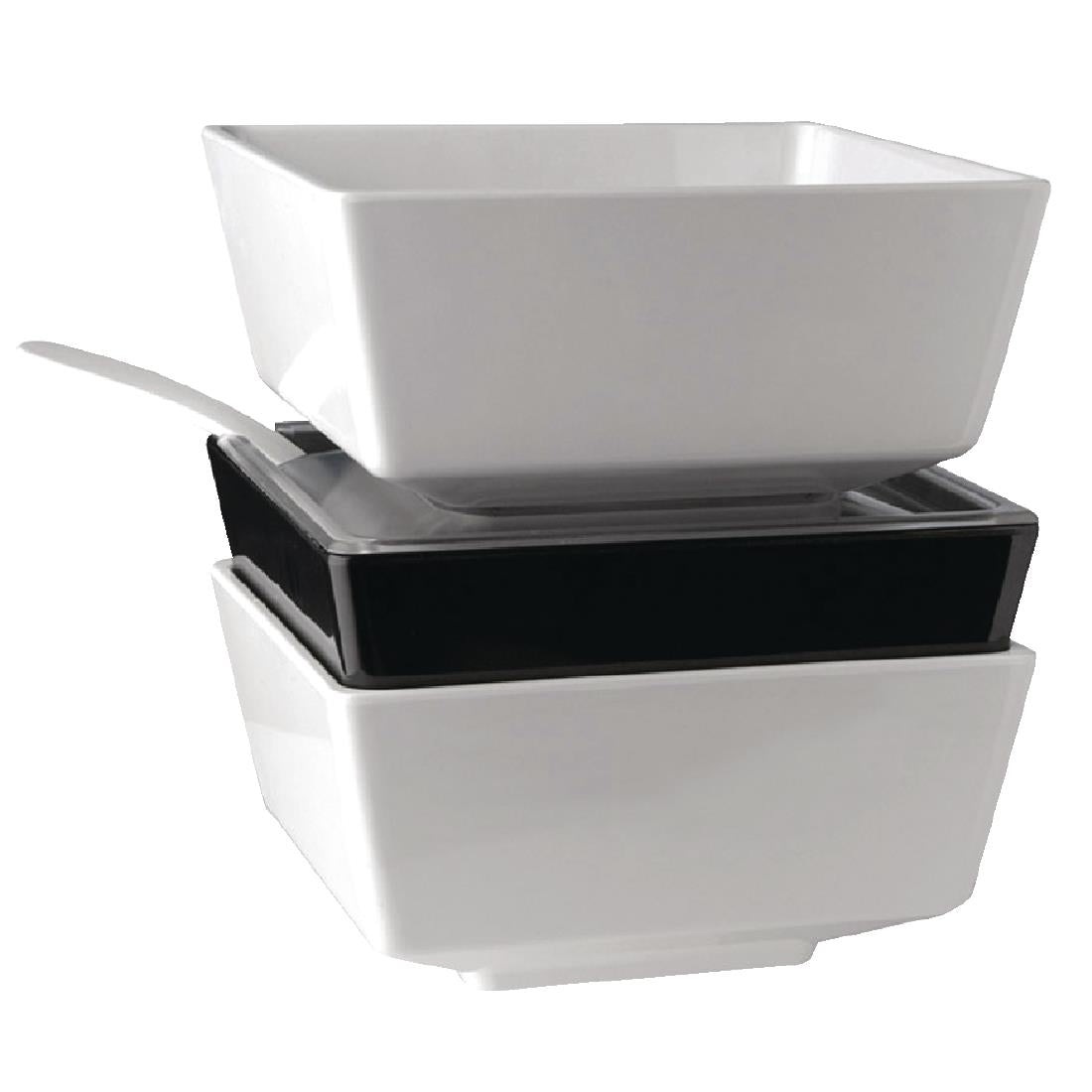 GF097 APS Float vierkante melamine kom zwart 19x19cm