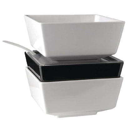 GF097 APS Float vierkante melamine kom zwart 19x19cm