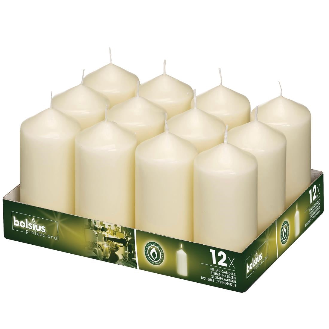 DB087 Bolsius stompkaarsen ivoor 120(H)mm (12 stuks)