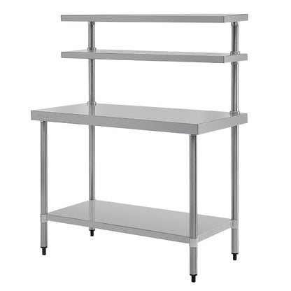 CC359 Vogue RVS werktafel met wandplanken 120cm