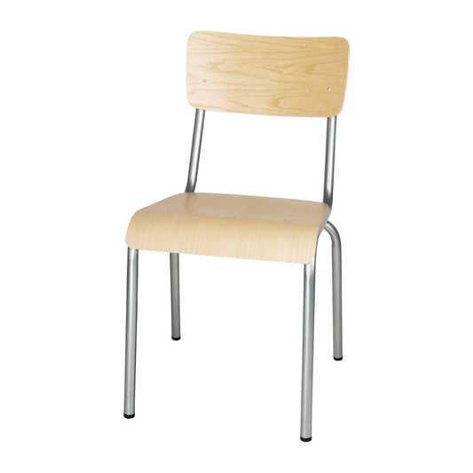 FB946 Bolero Cantina gegalvaniseerd stalen stoelen met houten zitting en rugleuning (4 stuks)