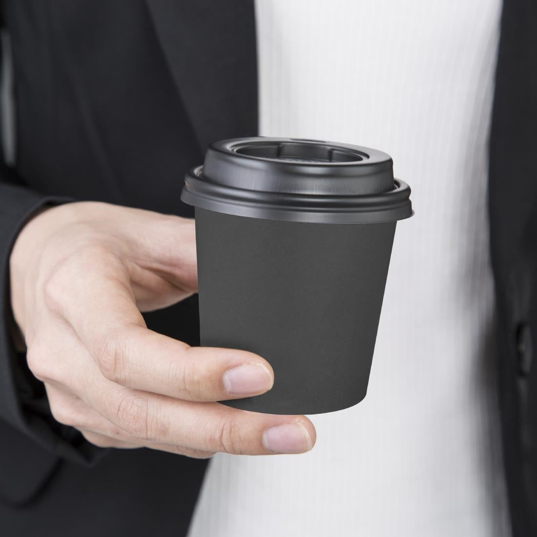 HT468 Fiesta Recyclebare Hot Cups Enkelwandig Zwart 6oz (1000 stuks)