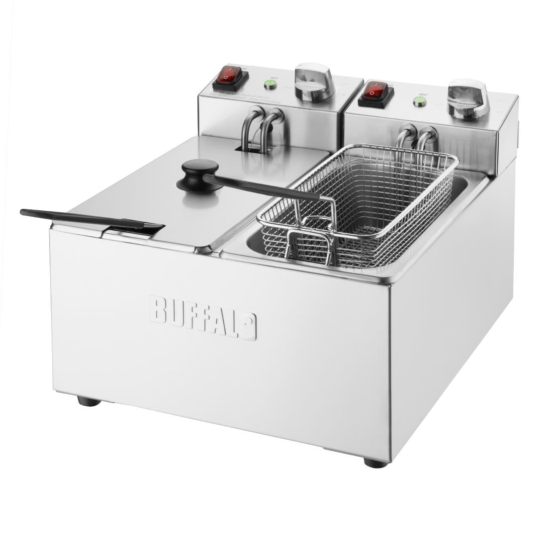 CU615 Buffalo Dubbel Tank Dubbele Mand 2X3Ltr Aanrecht Friteuse 2X2Kw