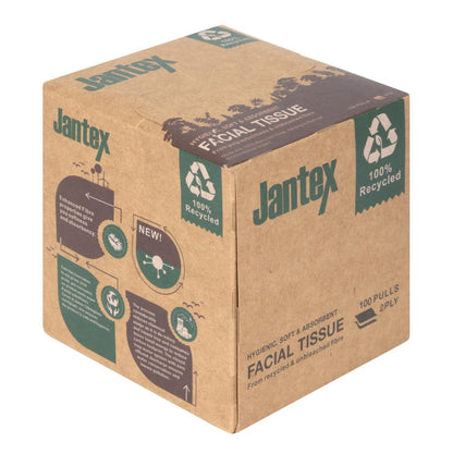 HX931 Jantex Groen 100% Gerecyclede Gezichtsdoekjes Kubus 100 Vel (36 stuks)