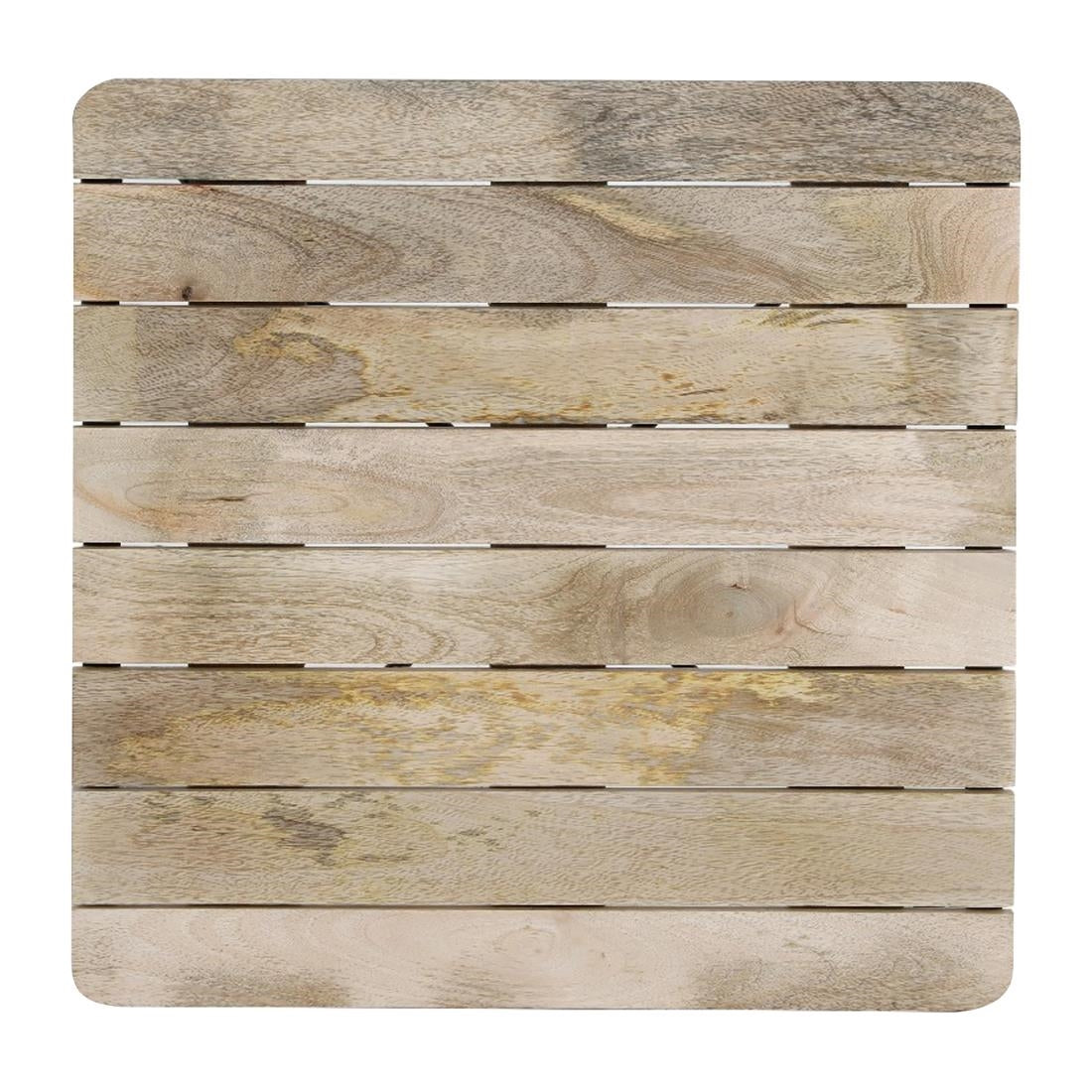 HZ812 Bolero Bistro Eettafel Met Lattenblad Van Mangohout En Zwarte Poot 650mm