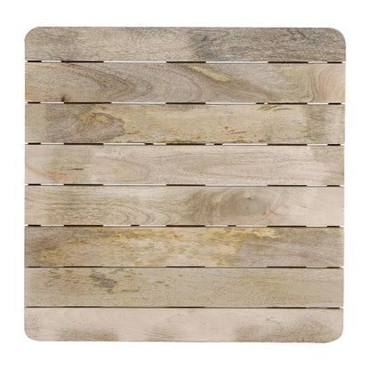 HZ812 Bolero Bistro Eettafel Met Lattenblad Van Mangohout En Zwarte Poot 650mm