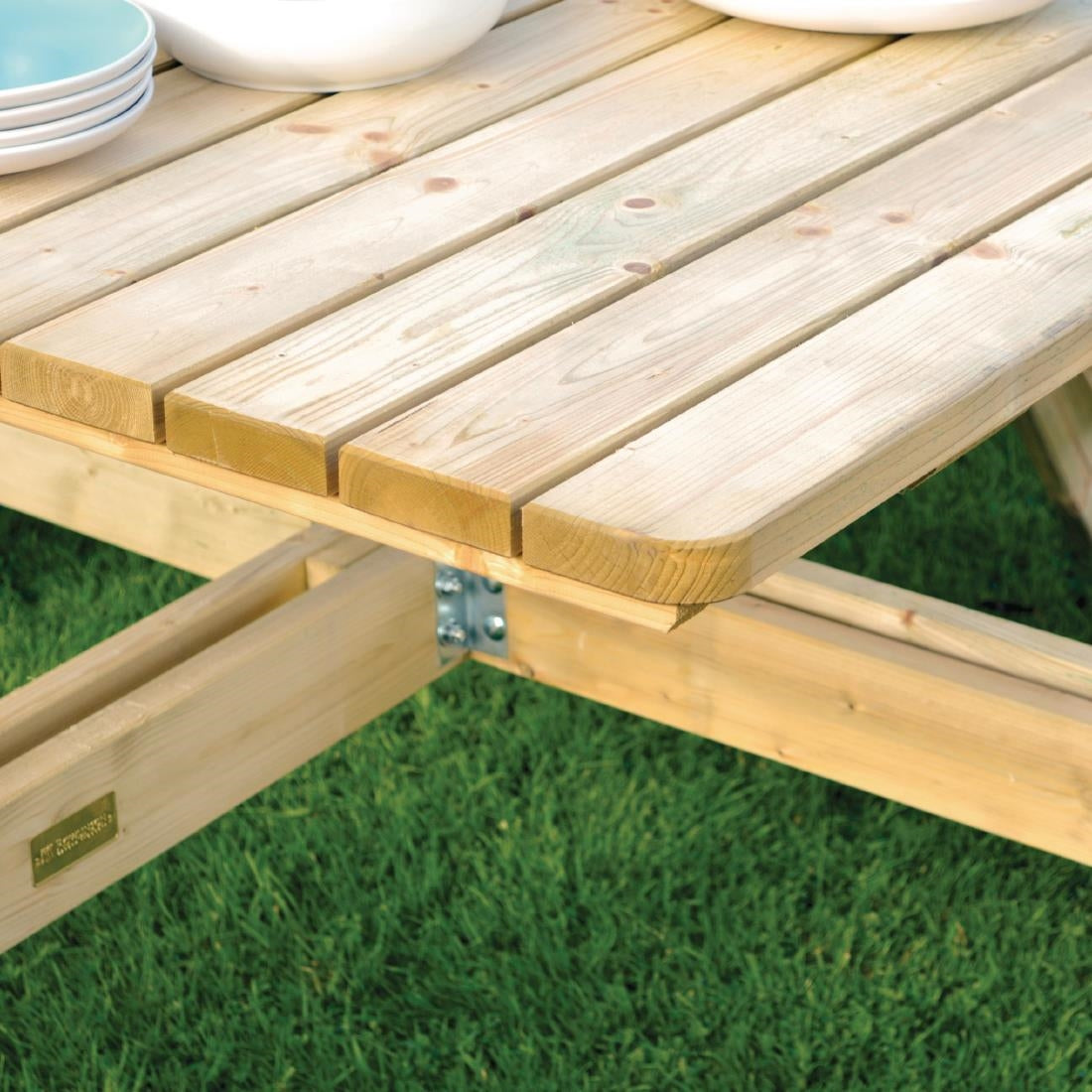 CG096 Rowlinson vierkante houten picknicktafel 198cm