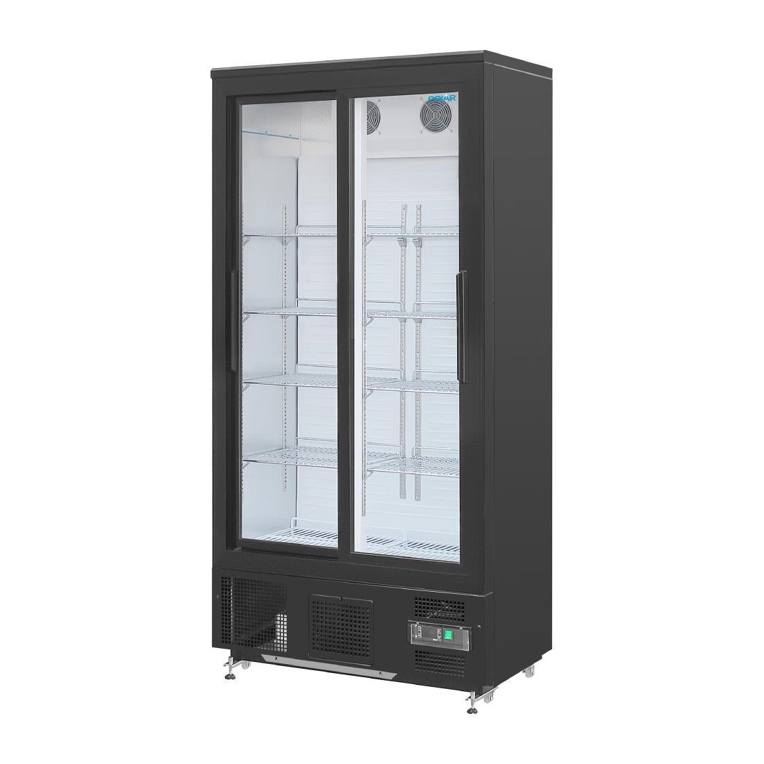 GJ448 Polar G-serie staande barkoeling/display koeling met schuifdeuren 490L zwart