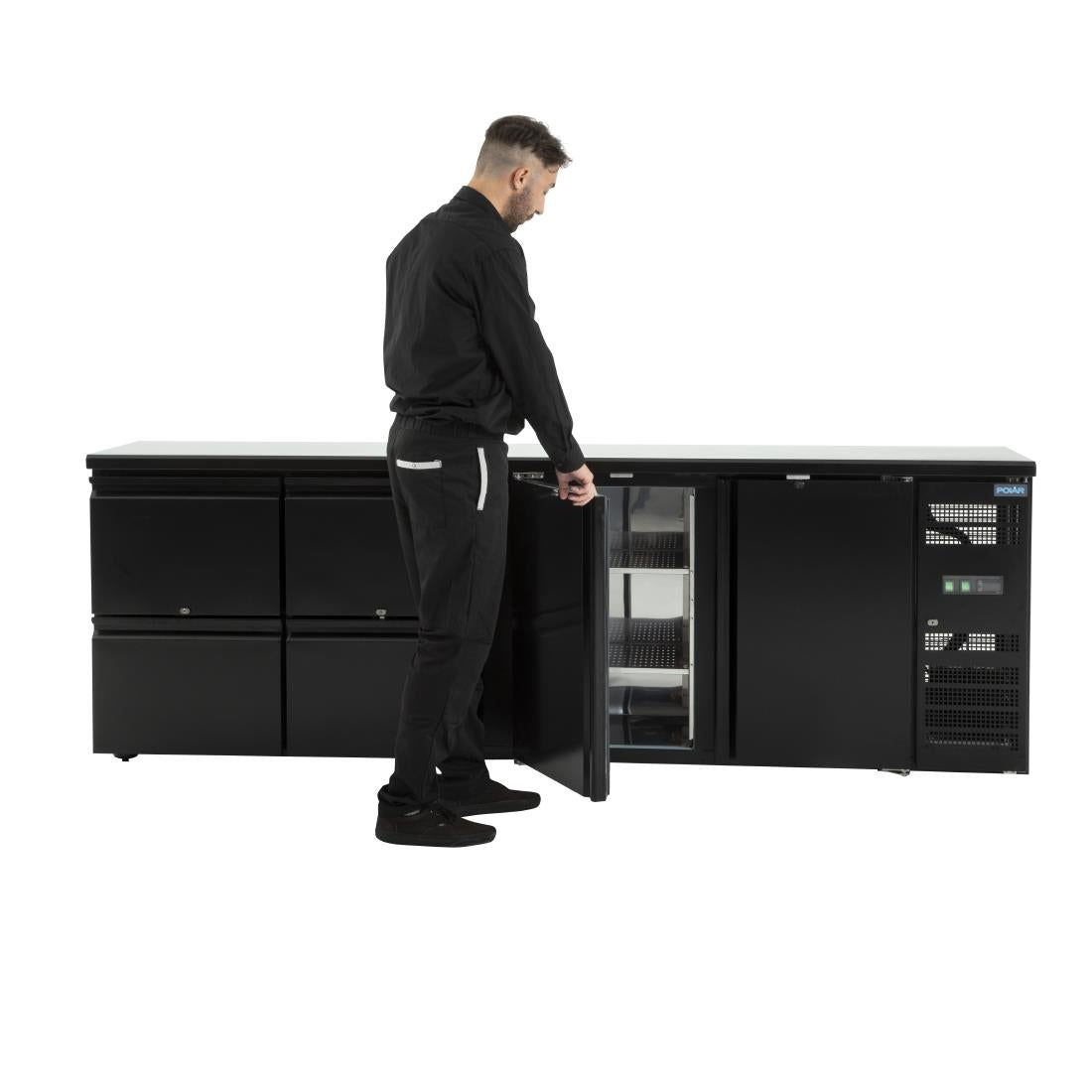 GL456 Polar U-serie dubbele deur back bar toonbank koelkast met laden