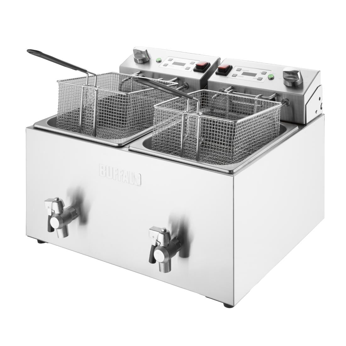 CU621 Buffalo Dubbele Elektrische Friteuse Met Timer 2X8Ltr