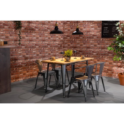 HZ811 Bolero Bistro Eettafel Met Lattenblad Van Mangohout En Donkergrijze Poot 1200mm