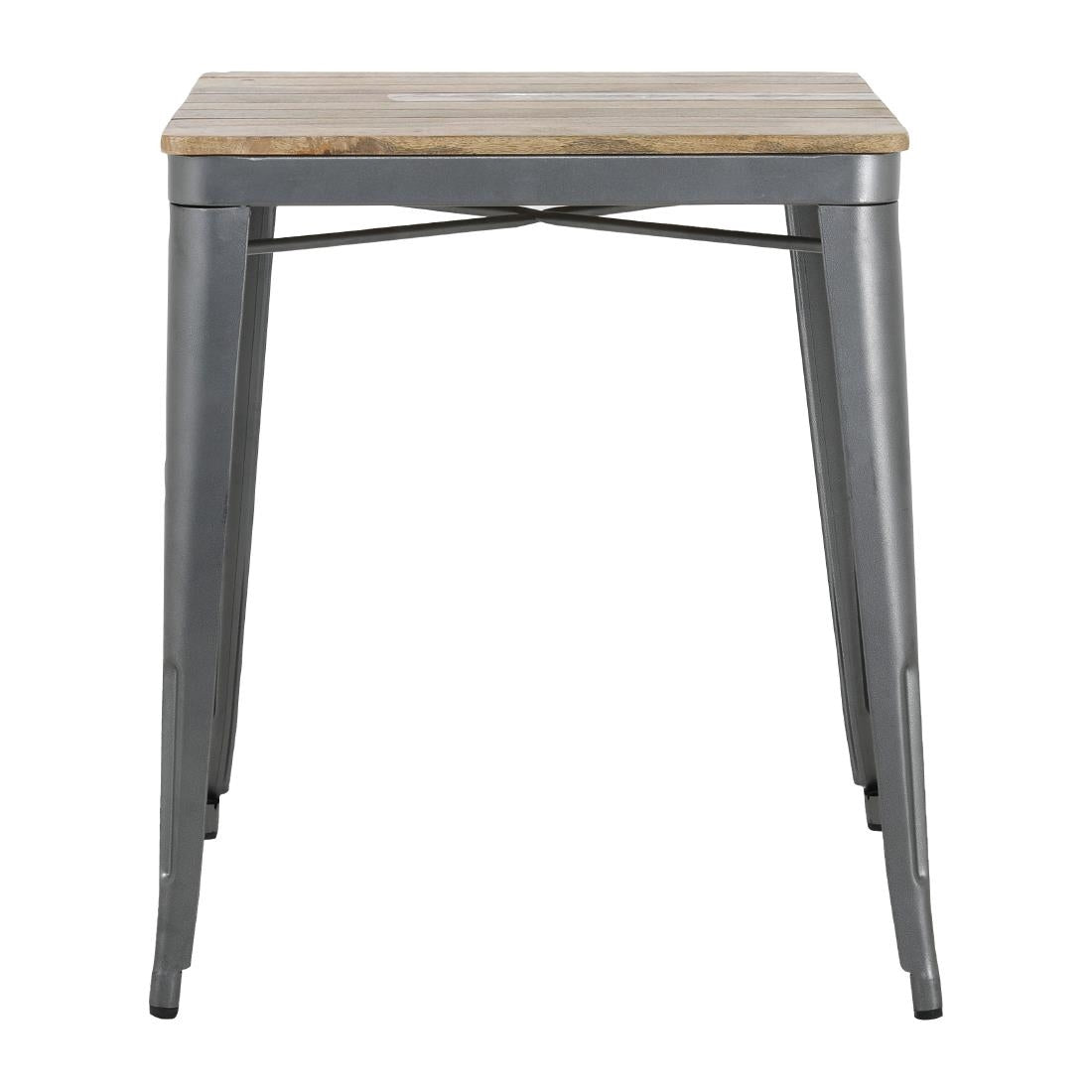 HZ813 Bolero Bistro Eettafel Met Lattenblad Van Mangohout En Donkergrijze Poot 650mm