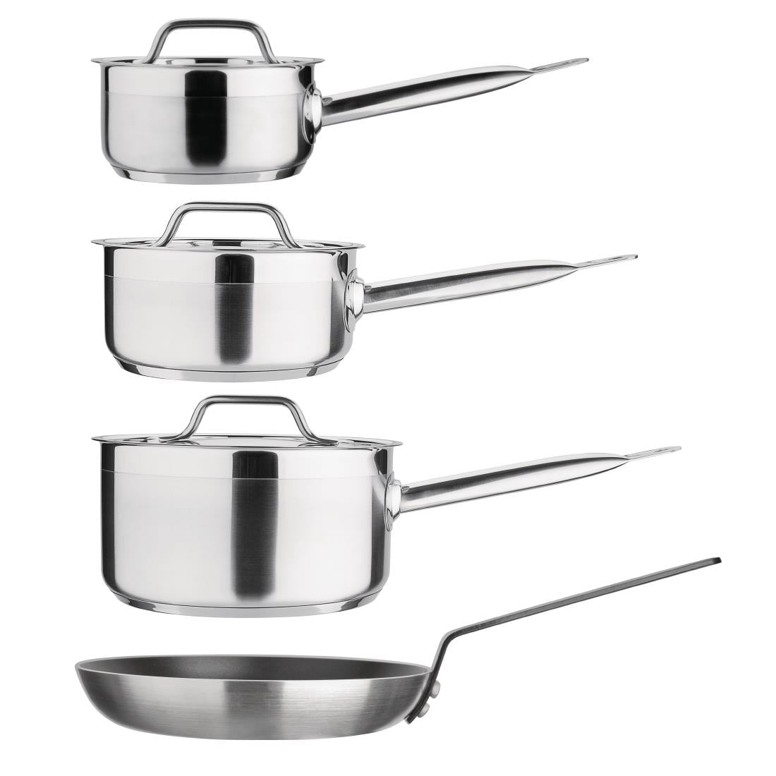 SA689 Nisbets Essentials Cook Like A Pro 4-Delige Steelpan- En Koekenpannenset