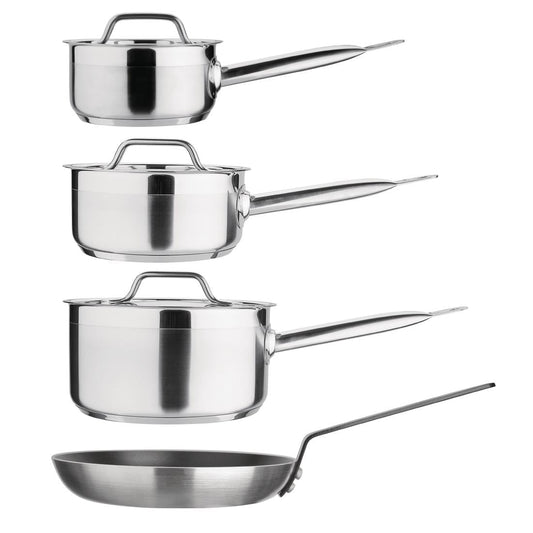 SA689 Nisbets Essentials Cook Like A Pro 4-Delige Steelpan- En Koekenpannenset