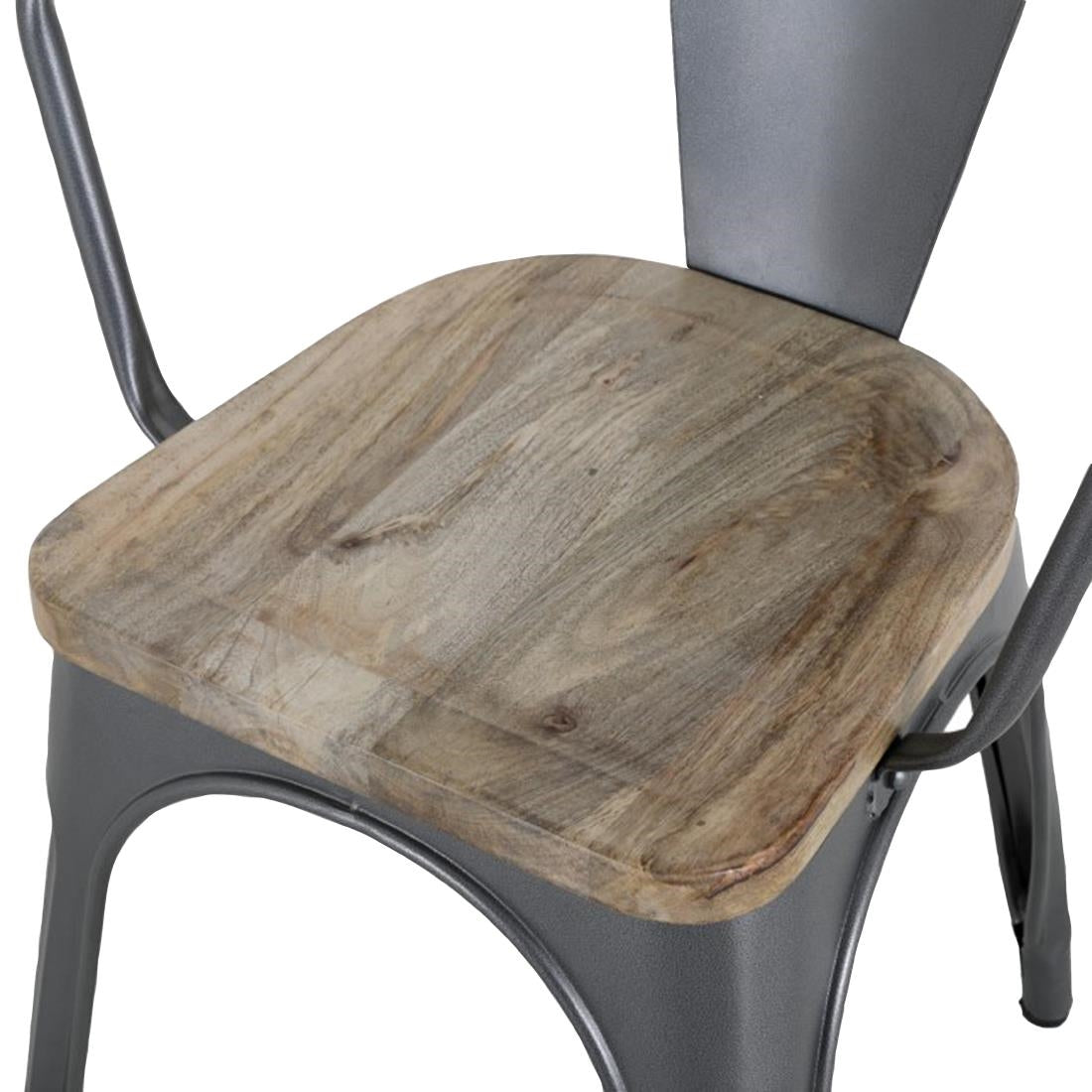 HZ805 Bolero Bistro Curve Armstoelen Met Houten Zitting Donkergrijs (4 stuks)