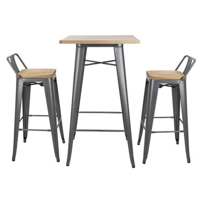 FB596 Bolero Bistro bartafel met houten blad grijs