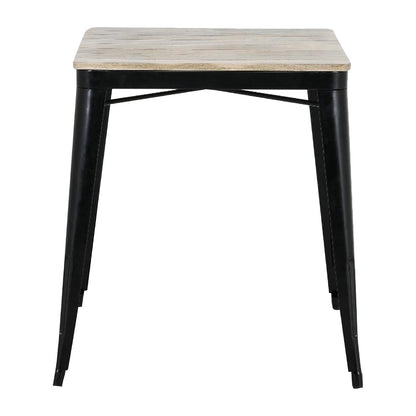 HZ812 Bolero Bistro Eettafel Met Lattenblad Van Mangohout En Zwarte Poot 650mm