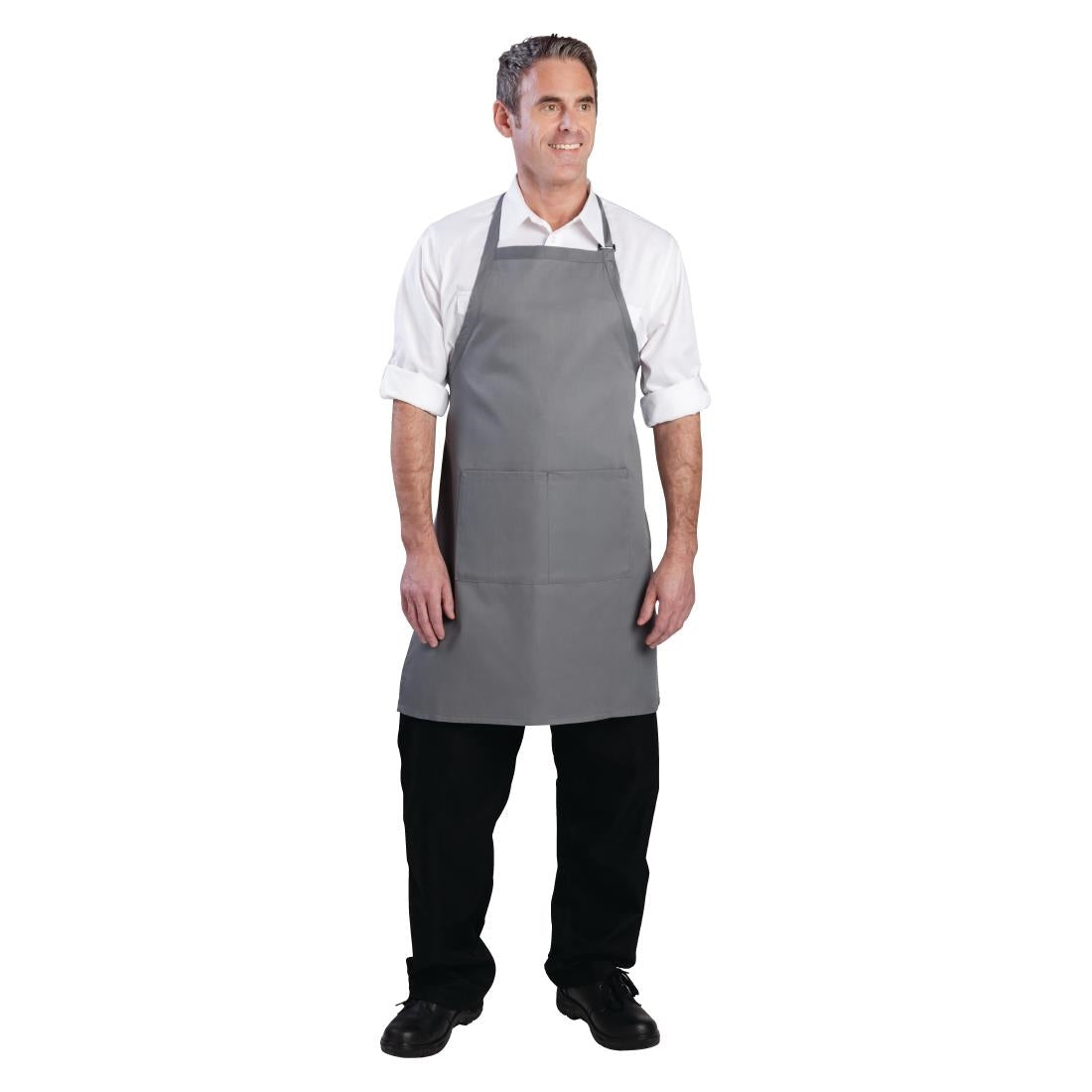 B192 Chef Works halterschort grijs