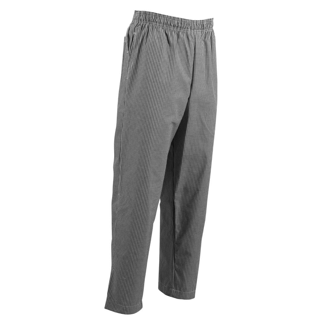 A026T-XS Whites Easyfit Teflon unisex koksbroek met kleine ruit zwart-wit XS