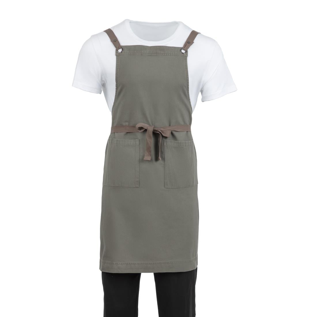 BB684 Soutside katoenen halterschort khaki