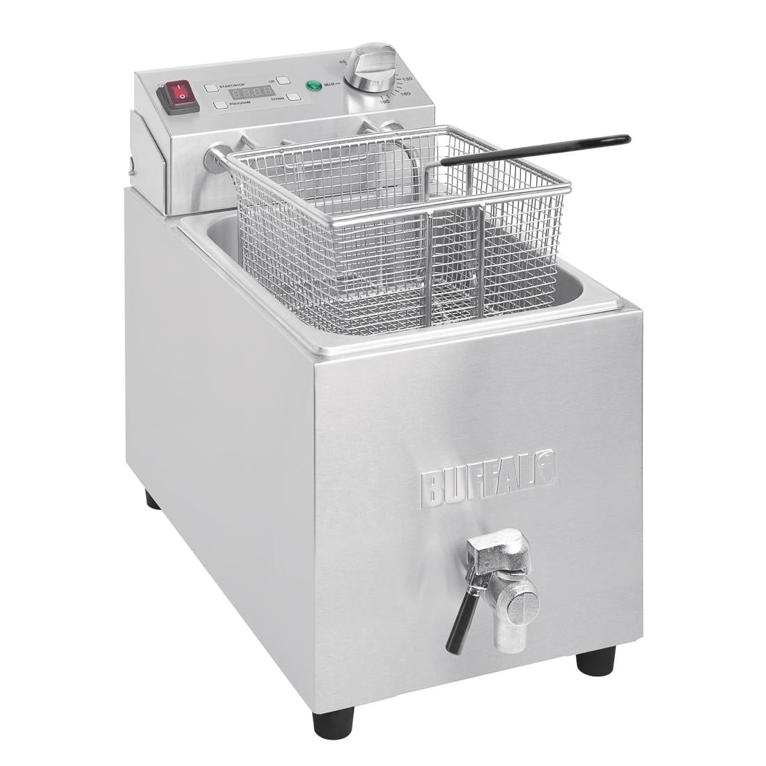 FC374 Buffalo enkelvoudige tank enkele mand 8ltr aanrecht friteuse met timer 2.9kw