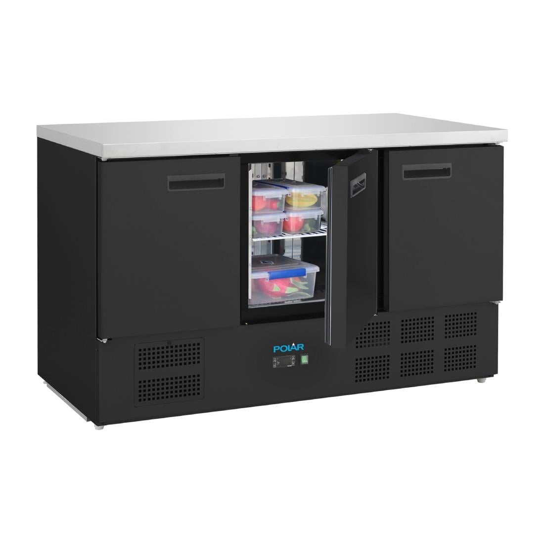 PG023 Polar G-Series 3-deurs koelwerkbank zwart 400Ltr