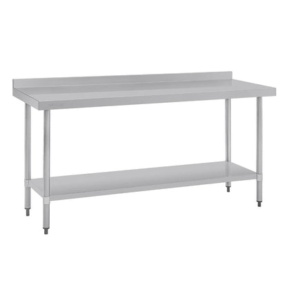 T383 Vogue RVS werktafel met achteropstand 90x180x60cm