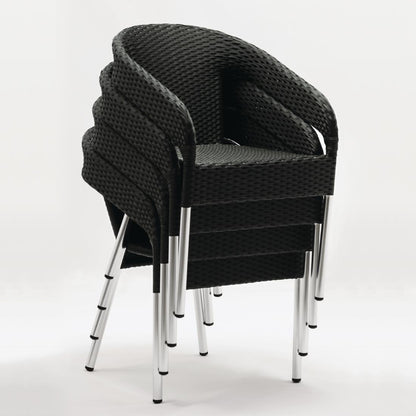 CG223 Bolero polyrotan indoor/outdoor stoelen houtskool (4 stuks)