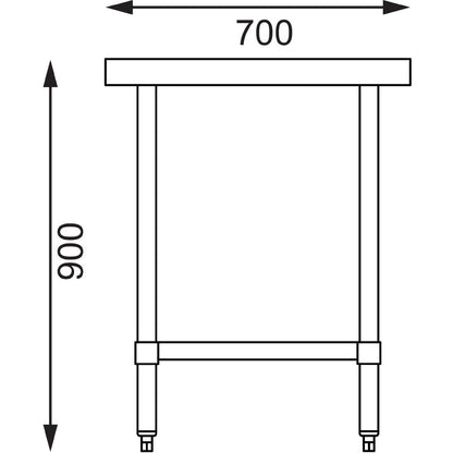 GJ501 Vogue RVS werktafel zonder achteropstand 90x90x70cm