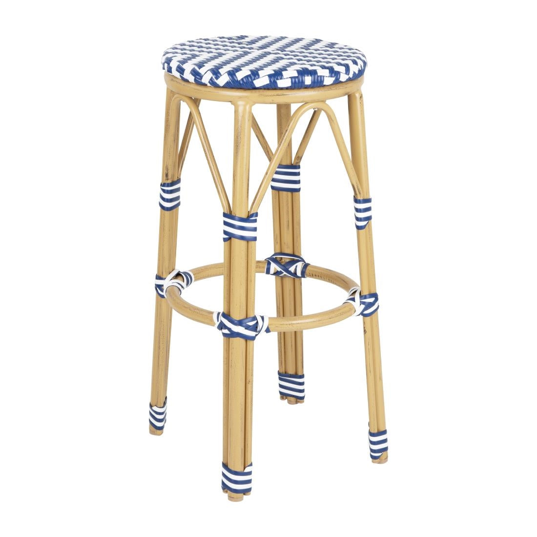 HZ145 Bolero Parijse Stijl PE Rattan Barkrukken Blauw (2 stuks)