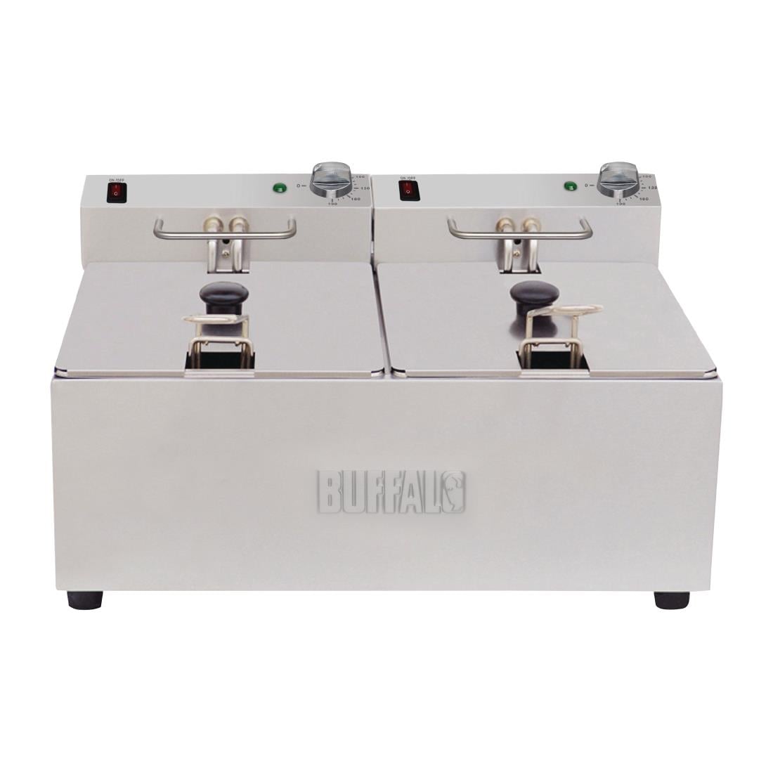FC257 Buffalo dubbele tank dubbele mand 2x5ltr countertop friteuse 2x2.8kw