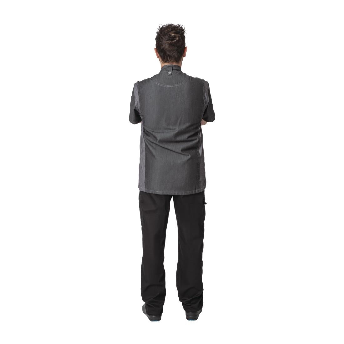 BB270-S Chef Works Urban Delancey denim koksbuis korte mouw grijs S