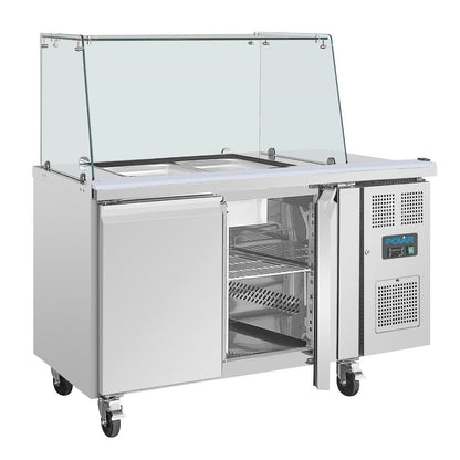UA017 Polar U-serie tweedeurs saladette met vierkant kuchscherm