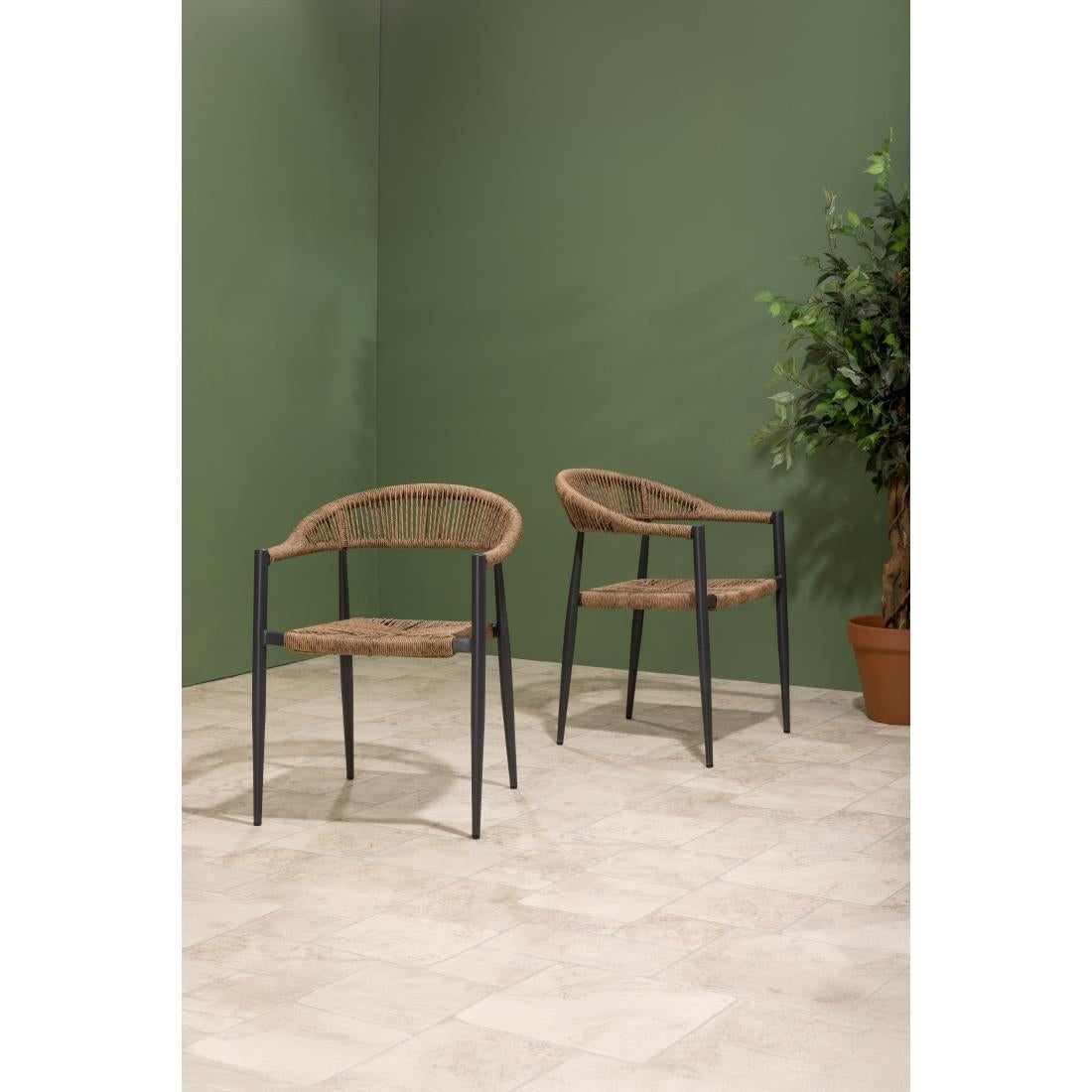HZ591 Bolero Eden PE gevlochten rattan outdoor armstoelen naturel (4 stuks)