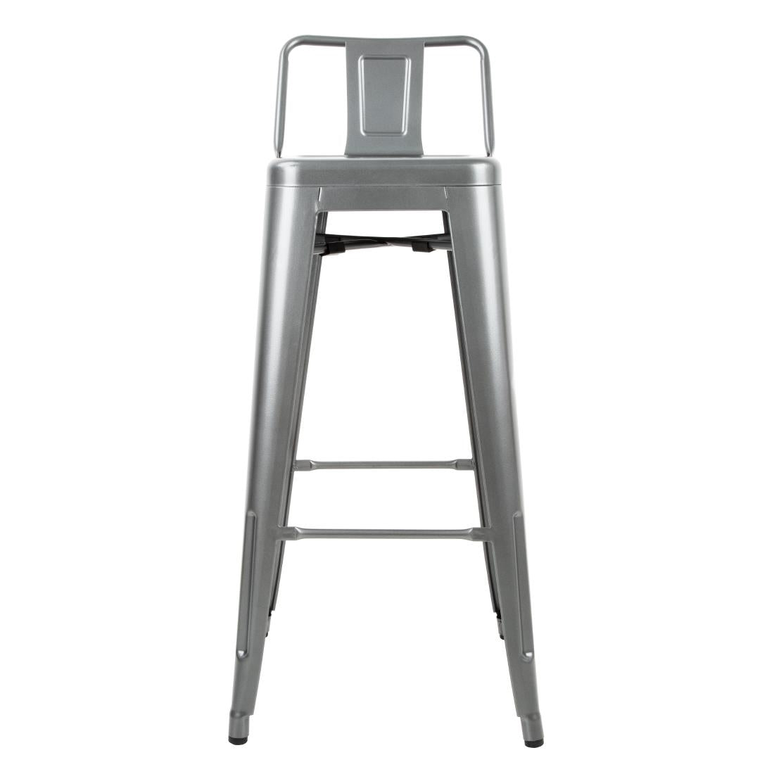 DM935 Bolero Bistro stalen barkruk met rugleuning grijs (4 stuks)