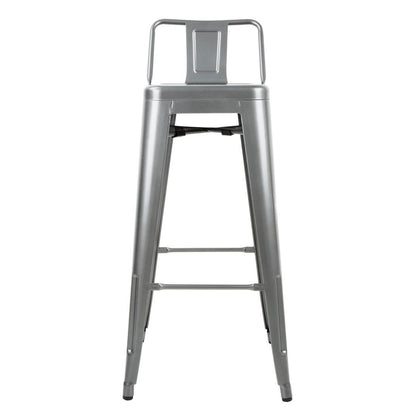 DM935 Bolero Bistro stalen barkruk met rugleuning grijs (4 stuks)