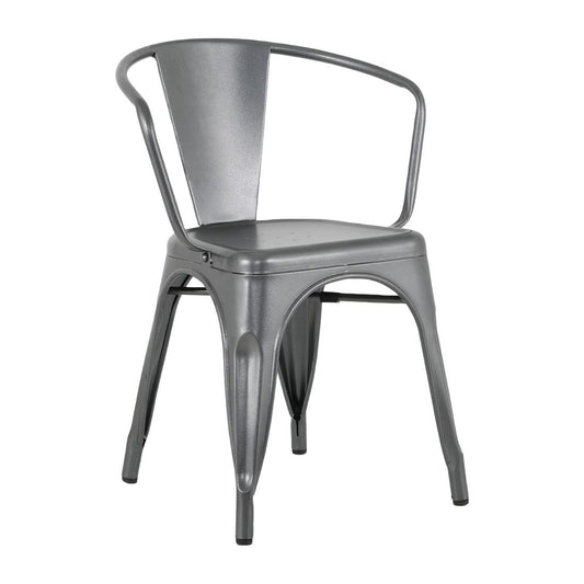 HZ807 Bolero Bistro Curve Armstoelen Donkergrijs (4 stuks)